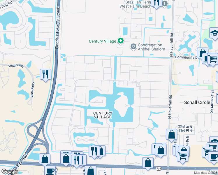 map of restaurants, bars, coffee shops, grocery stores, and more near 433 Chatham U in West Palm Beach