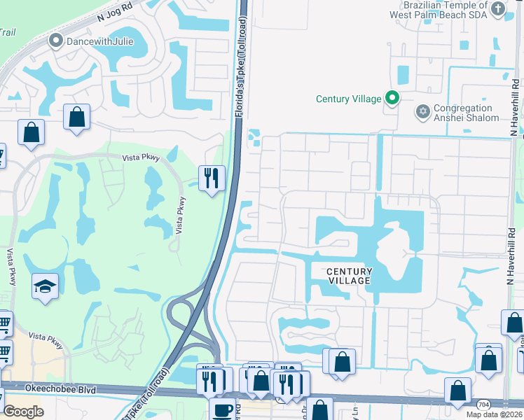 map of restaurants, bars, coffee shops, grocery stores, and more near 237 Northampton L in West Palm Beach