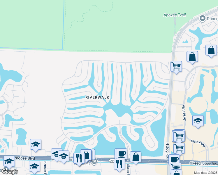 map of restaurants, bars, coffee shops, grocery stores, and more near 2616 Livingston Lane in West Palm Beach