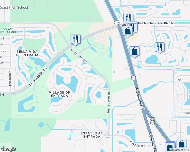 map of restaurants, bars, coffee shops, grocery stores, and more near 2721 Foralesca Court in Cape Coral