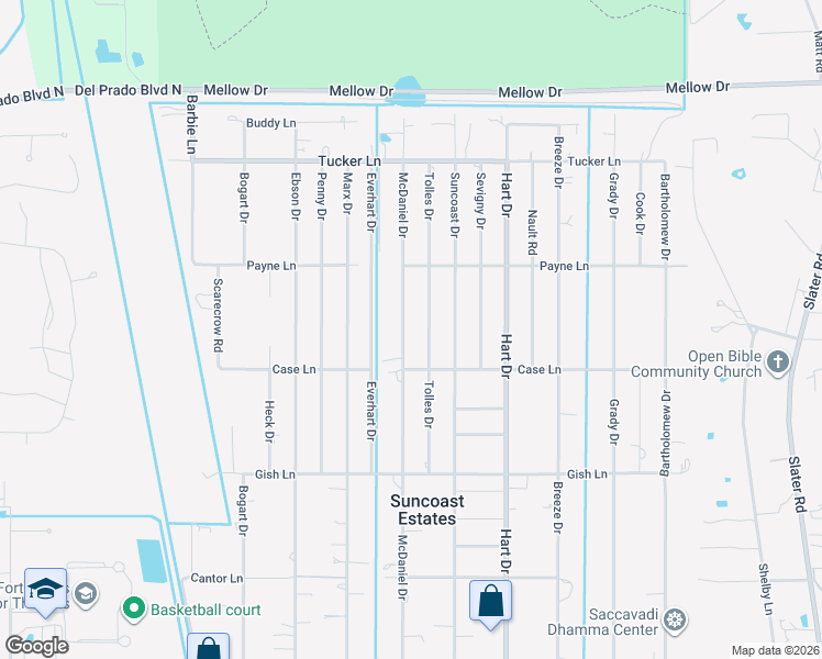 map of restaurants, bars, coffee shops, grocery stores, and more near 8228 McDaniel Drive in North Fort Myers