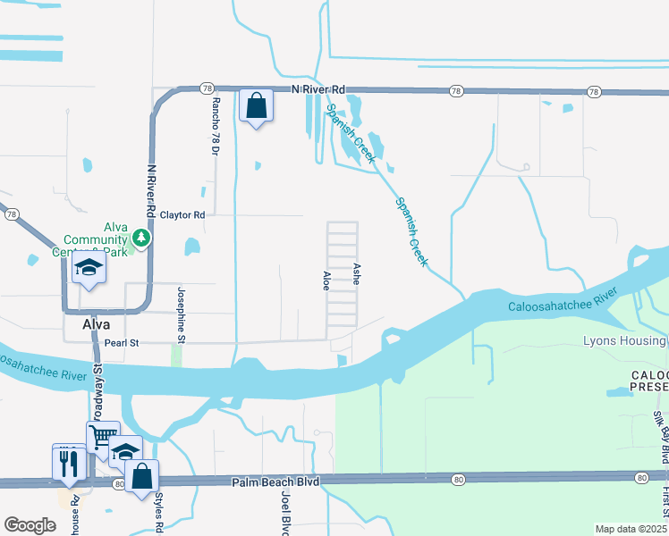 map of restaurants, bars, coffee shops, grocery stores, and more near 6 Grape in Alva