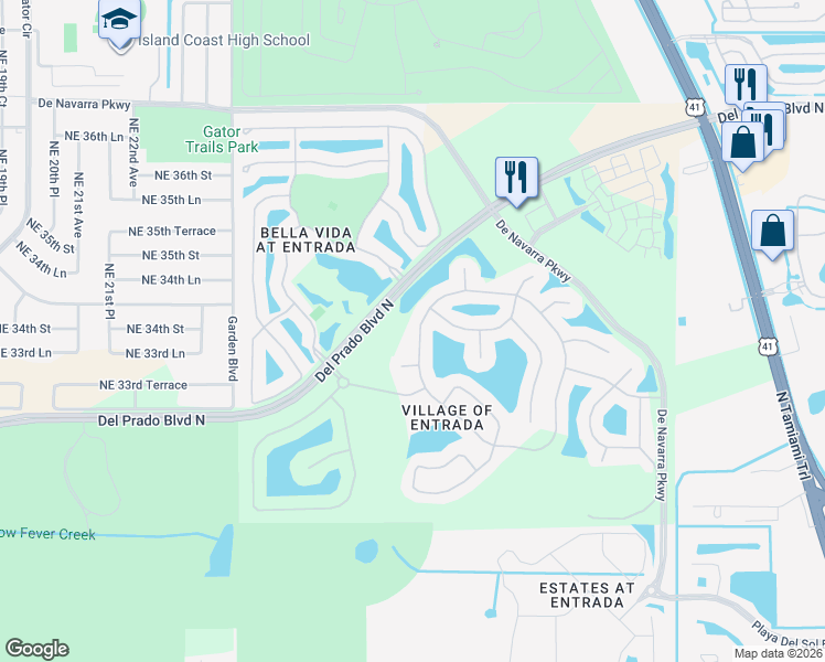 map of restaurants, bars, coffee shops, grocery stores, and more near 3449 Acapulco Circle in Cape Coral