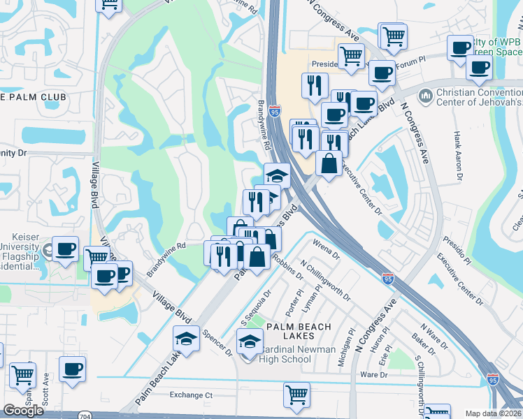 map of restaurants, bars, coffee shops, grocery stores, and more near 1897 Palm Beach Lakes Boulevard in West Palm Beach