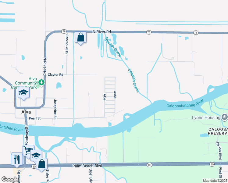 map of restaurants, bars, coffee shops, grocery stores, and more near 15 Grape in Alva