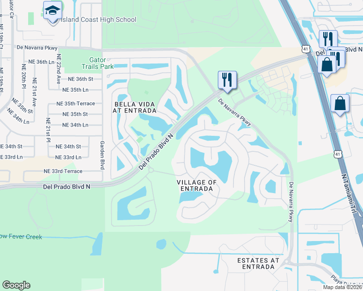 map of restaurants, bars, coffee shops, grocery stores, and more near 3449 Acapulco Circle in Cape Coral