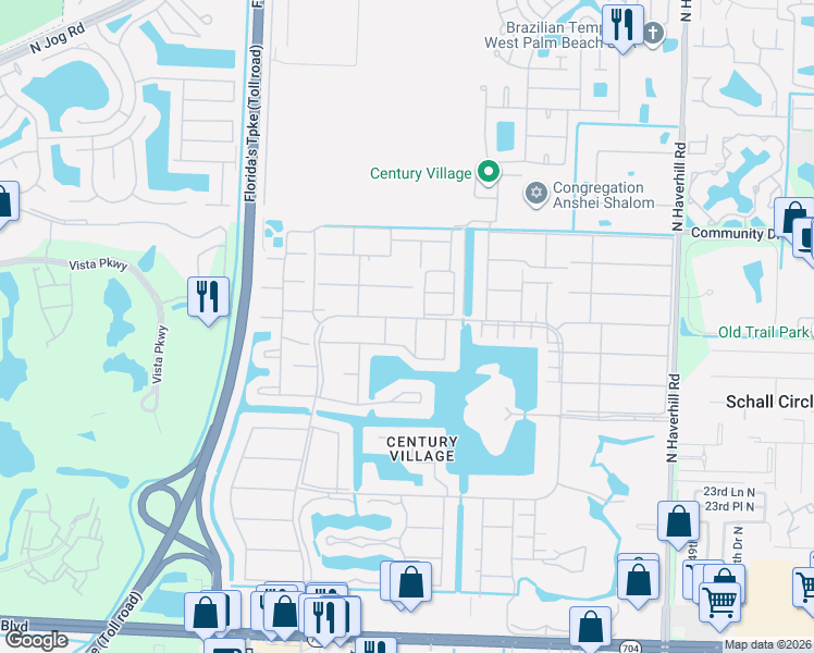 map of restaurants, bars, coffee shops, grocery stores, and more near 211 Chatham K in West Palm Beach
