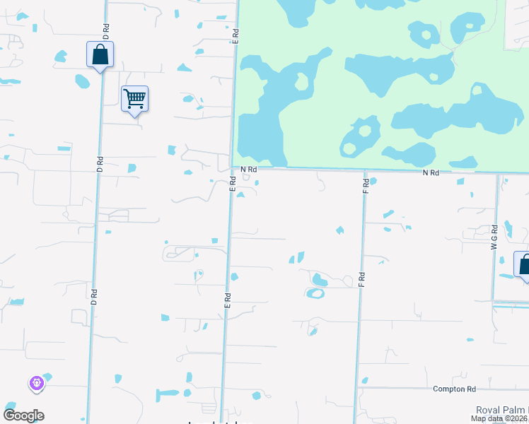 map of restaurants, bars, coffee shops, grocery stores, and more near 2834 E Road in Loxahatchee