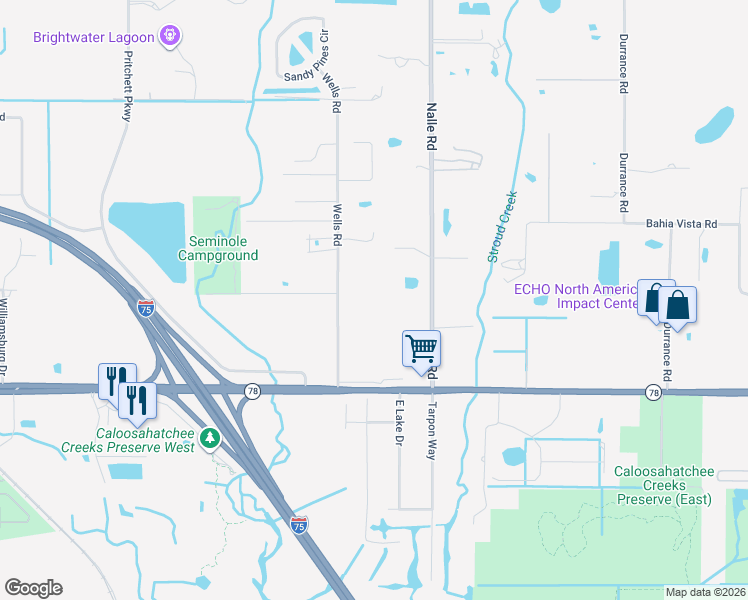 map of restaurants, bars, coffee shops, grocery stores, and more near 17446 Wells Road in North Fort Myers