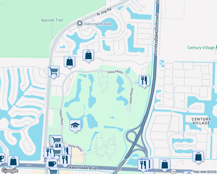 map of restaurants, bars, coffee shops, grocery stores, and more near 2912 Hidden Hills Road in Royal Palm Beach