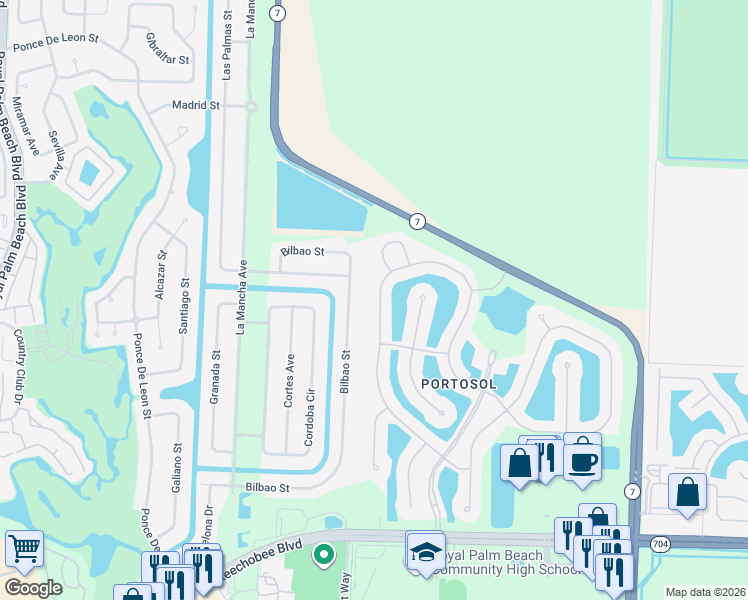 map of restaurants, bars, coffee shops, grocery stores, and more near 2375 Bellarosa Circle in West Palm Beach