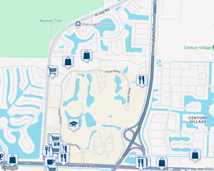 map of restaurants, bars, coffee shops, grocery stores, and more near 2912 Hidden Hills Road in Royal Palm Beach