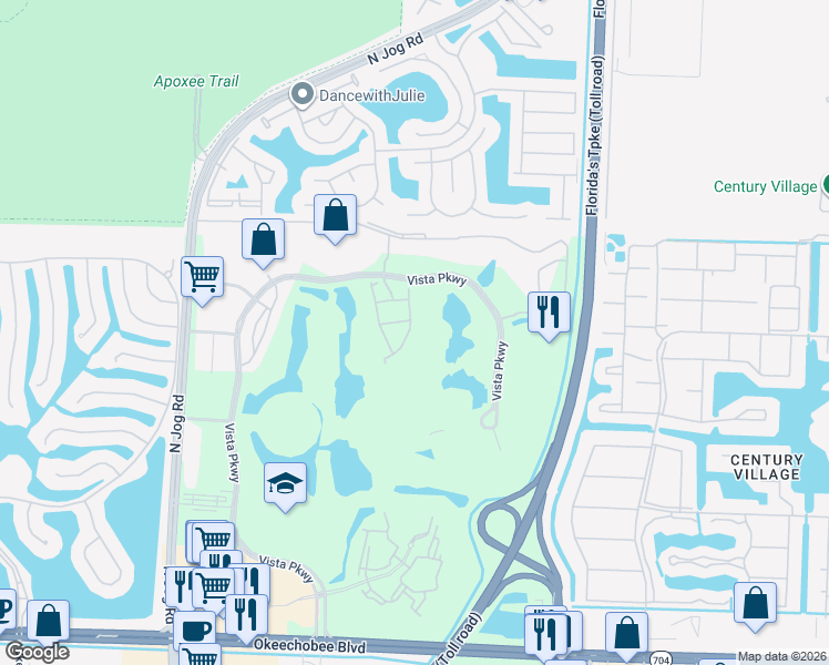 map of restaurants, bars, coffee shops, grocery stores, and more near 2904 Hidden Hills Road in West Palm Beach