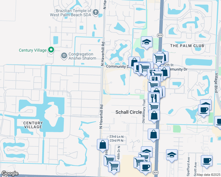 map of restaurants, bars, coffee shops, grocery stores, and more near 2786 Tennis Club Drive in West Palm Beach
