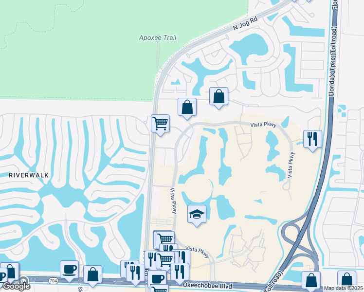 map of restaurants, bars, coffee shops, grocery stores, and more near 2789 Eagle Rock Circle in West Palm Beach