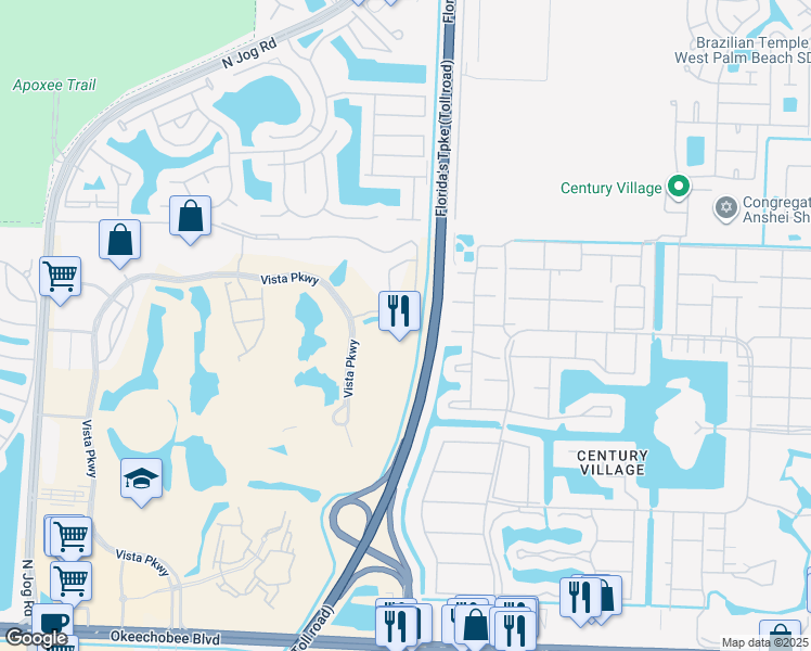 map of restaurants, bars, coffee shops, grocery stores, and more near Florida's Turnpike in West Palm Beach