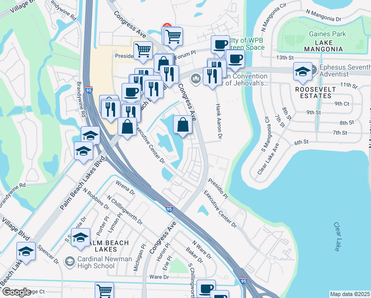 map of restaurants, bars, coffee shops, grocery stores, and more near 767 Millbrae Court in West Palm Beach