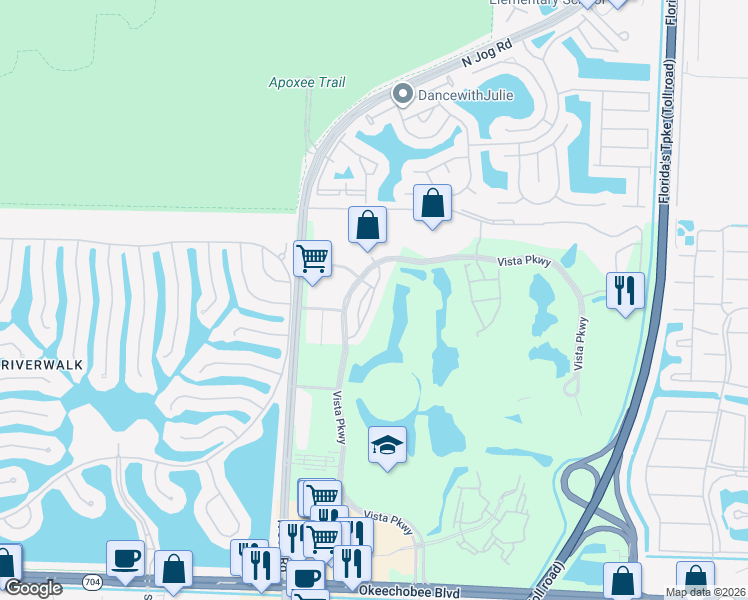 map of restaurants, bars, coffee shops, grocery stores, and more near 2796 Eagle Rock Circle in West Palm Beach