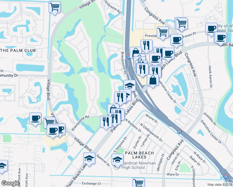 map of restaurants, bars, coffee shops, grocery stores, and more near 1214 Avondale Lane in West Palm Beach