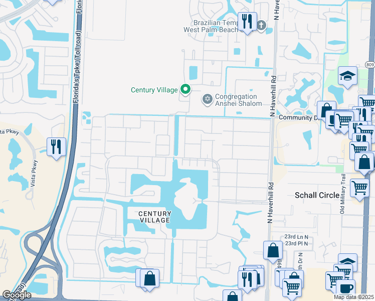 map of restaurants, bars, coffee shops, grocery stores, and more near 133 Sheffield F in West Palm Beach