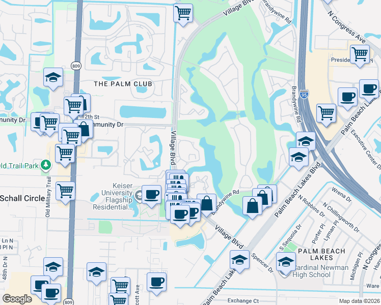 map of restaurants, bars, coffee shops, grocery stores, and more near 18206 Glenmoor Drive in West Palm Beach