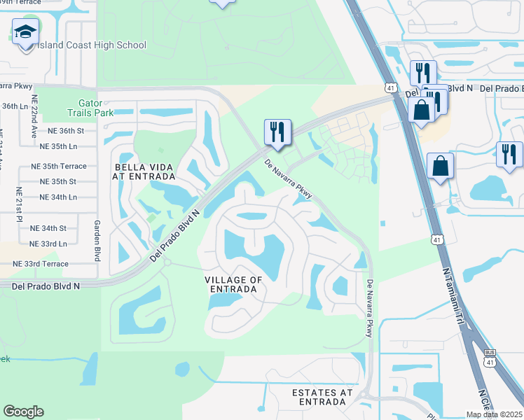 map of restaurants, bars, coffee shops, grocery stores, and more near 3493 Acapulco Circle in Cape Coral