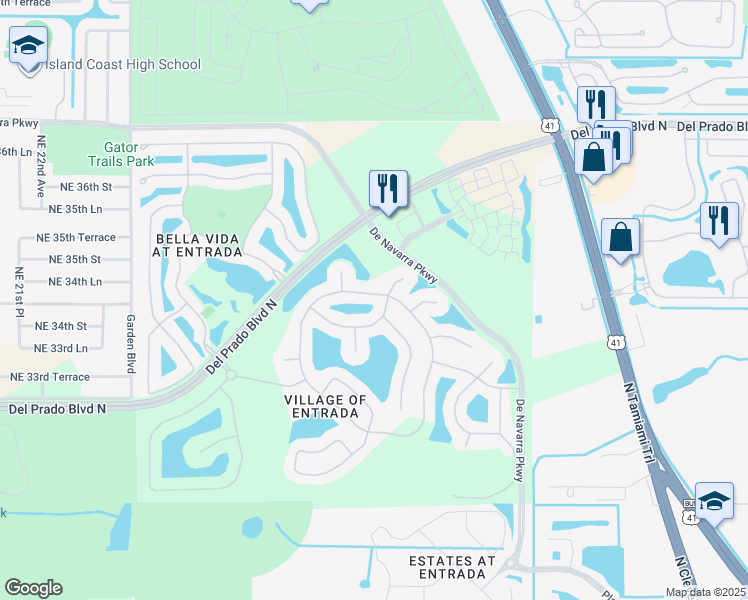 map of restaurants, bars, coffee shops, grocery stores, and more near 3493 Acapulco Circle in Cape Coral