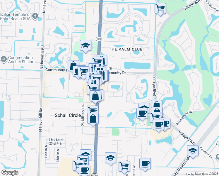map of restaurants, bars, coffee shops, grocery stores, and more near 4405 Woodstock Drive in West Palm Beach