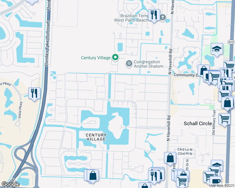map of restaurants, bars, coffee shops, grocery stores, and more near 155 Sheffield G in West Palm Beach