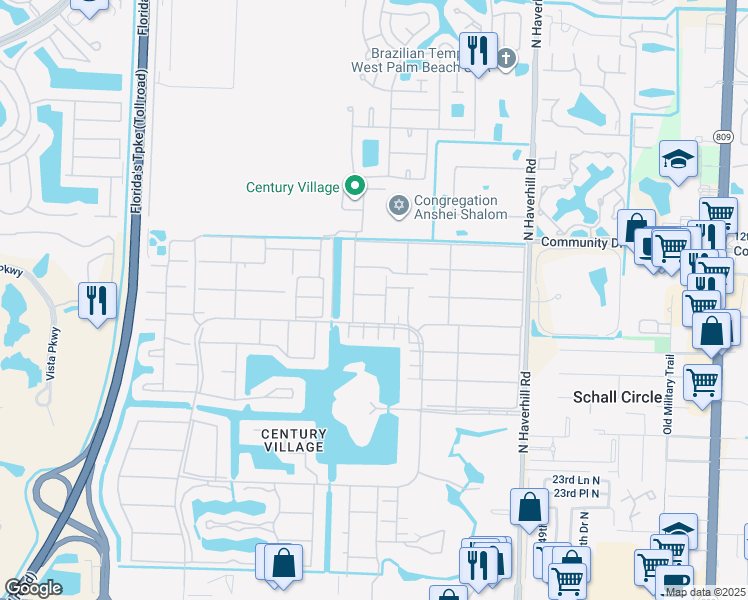 map of restaurants, bars, coffee shops, grocery stores, and more near 155 Sheffield G in West Palm Beach