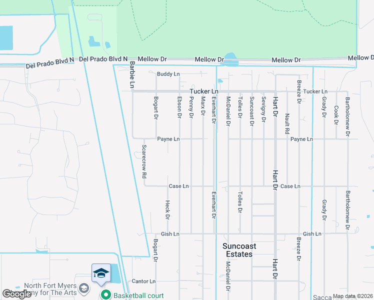 map of restaurants, bars, coffee shops, grocery stores, and more near 8270 Penny Drive in North Fort Myers