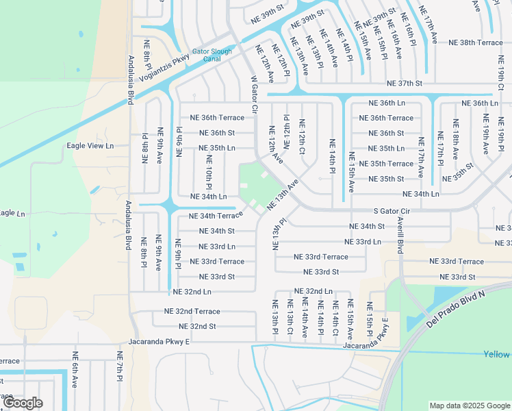 map of restaurants, bars, coffee shops, grocery stores, and more near 1269 Northeast 34th Lane in Cape Coral