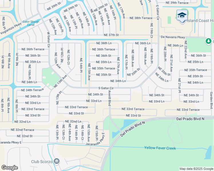 map of restaurants, bars, coffee shops, grocery stores, and more near 1607 South Gator Circle in Cape Coral
