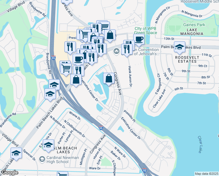 map of restaurants, bars, coffee shops, grocery stores, and more near 881 Marina Del Ray Lane in West Palm Beach