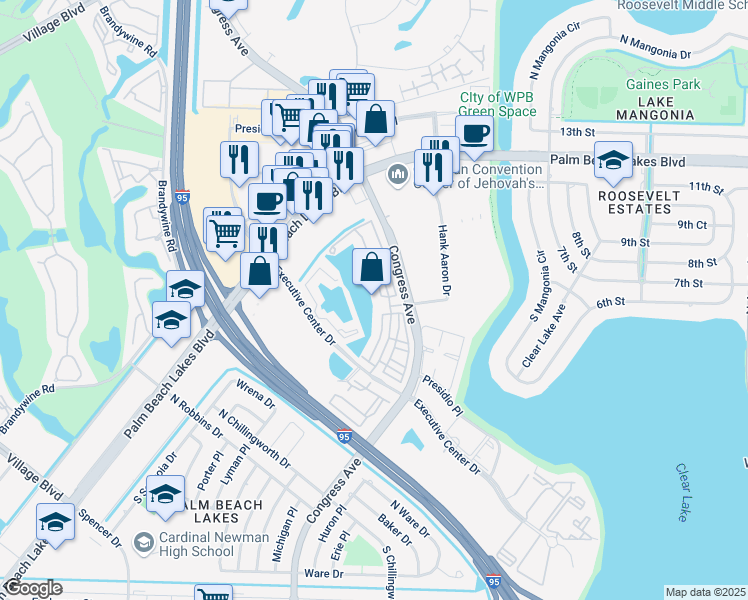 map of restaurants, bars, coffee shops, grocery stores, and more near 780 Marina Del Ray Lane in West Palm Beach