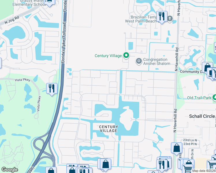 map of restaurants, bars, coffee shops, grocery stores, and more near 116 Oxford 400 in West Palm Beach