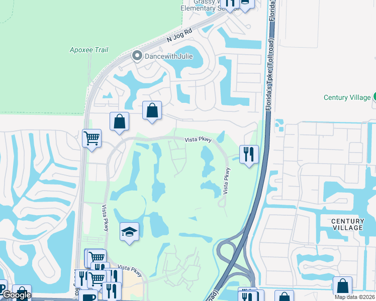 map of restaurants, bars, coffee shops, grocery stores, and more near 2936 Hidden Hills Road in West Palm Beach