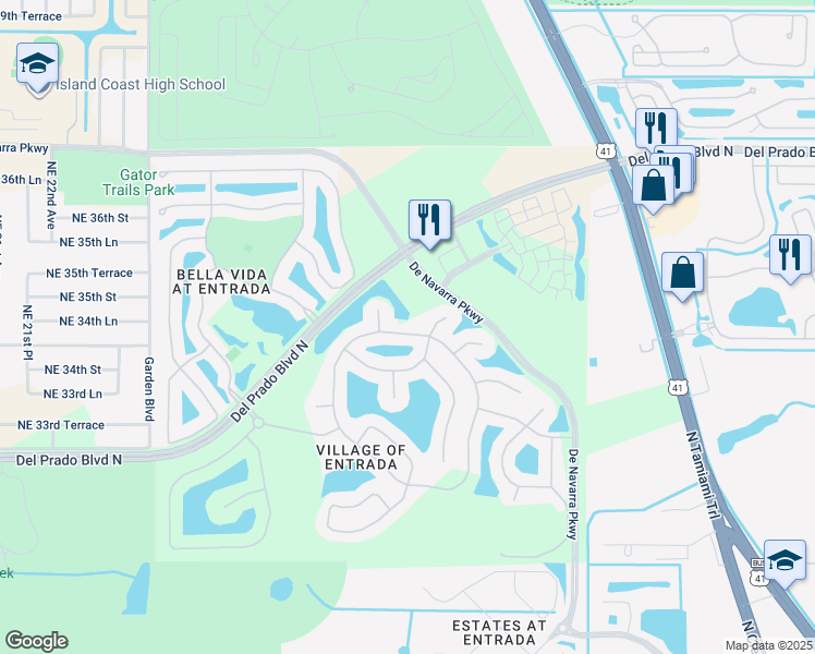 map of restaurants, bars, coffee shops, grocery stores, and more near 3493 Acapulco Circle in Cape Coral