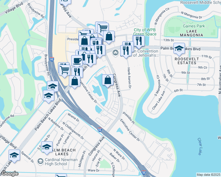 map of restaurants, bars, coffee shops, grocery stores, and more near 820 Marina Del Ray Lane in West Palm Beach