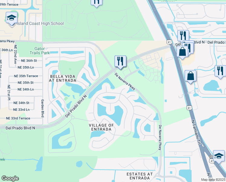 map of restaurants, bars, coffee shops, grocery stores, and more near 3493 Acapulco Circle in Cape Coral