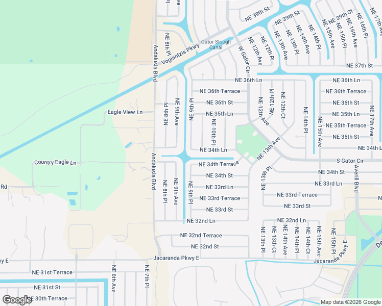 map of restaurants, bars, coffee shops, grocery stores, and more near 912 Northeast 34th Lane in Cape Coral