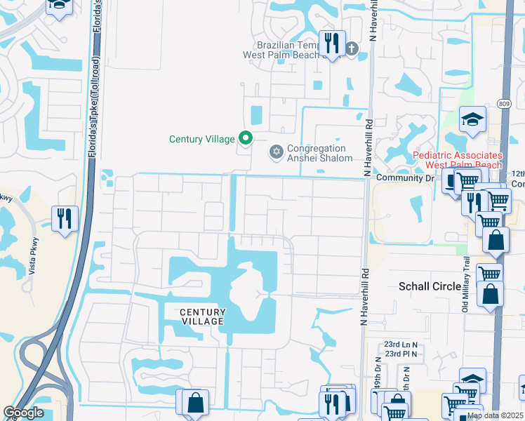 map of restaurants, bars, coffee shops, grocery stores, and more near 155 Sheffield G in West Palm Beach