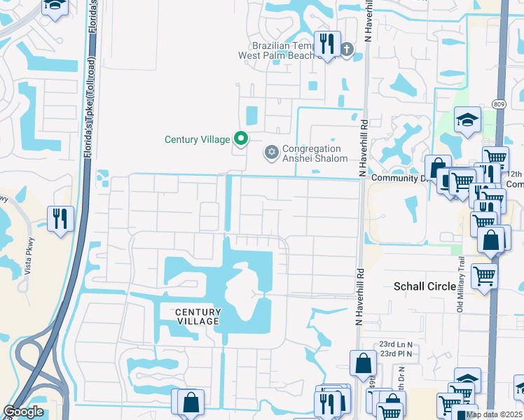 map of restaurants, bars, coffee shops, grocery stores, and more near 155 Sheffield G in West Palm Beach