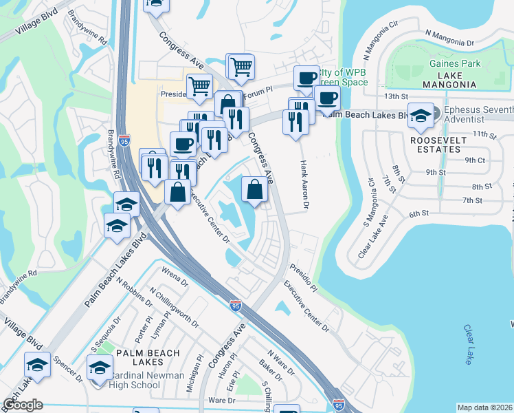 map of restaurants, bars, coffee shops, grocery stores, and more near 779 Marina Del Ray Lane in West Palm Beach