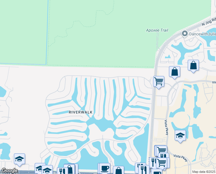 map of restaurants, bars, coffee shops, grocery stores, and more near 2781 James River Road in West Palm Beach