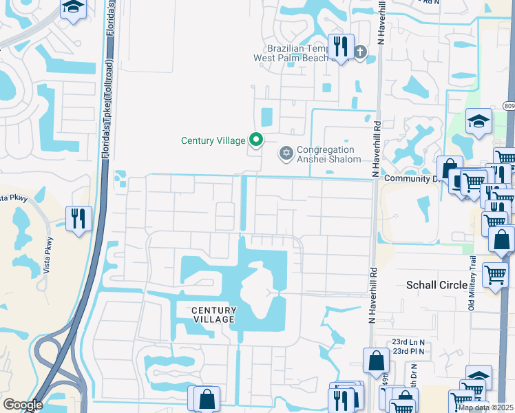 map of restaurants, bars, coffee shops, grocery stores, and more near 155 Sheffield G in West Palm Beach