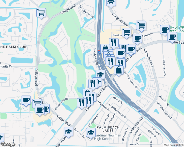 map of restaurants, bars, coffee shops, grocery stores, and more near 1214 Avondale Lane in West Palm Beach