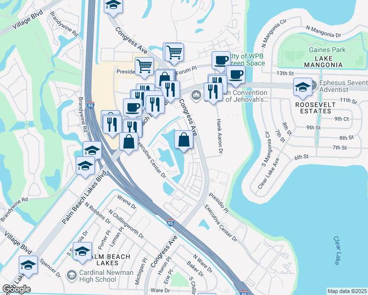 map of restaurants, bars, coffee shops, grocery stores, and more near 809 Marina Del Ray Lane in West Palm Beach