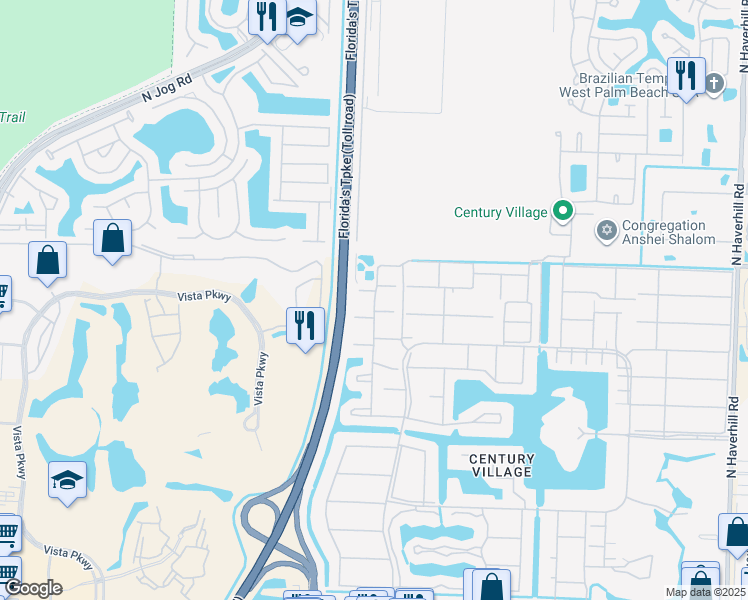 map of restaurants, bars, coffee shops, grocery stores, and more near 144 Sussex H in West Palm Beach