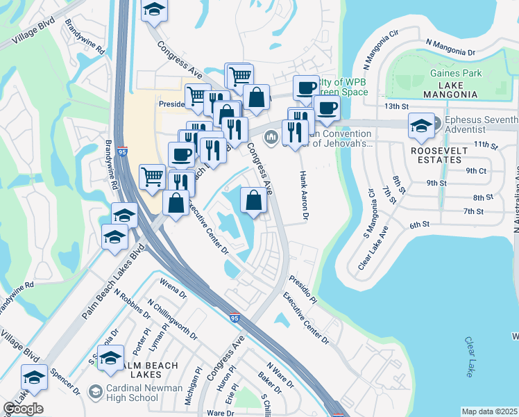map of restaurants, bars, coffee shops, grocery stores, and more near 810 Marina Del Ray Lane in West Palm Beach